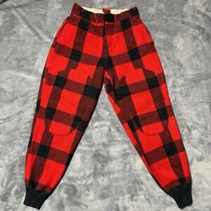 Vintage Woolrich Buffalo Plaid Wool Pants Red Black Outdoor Hunting Field Pants
